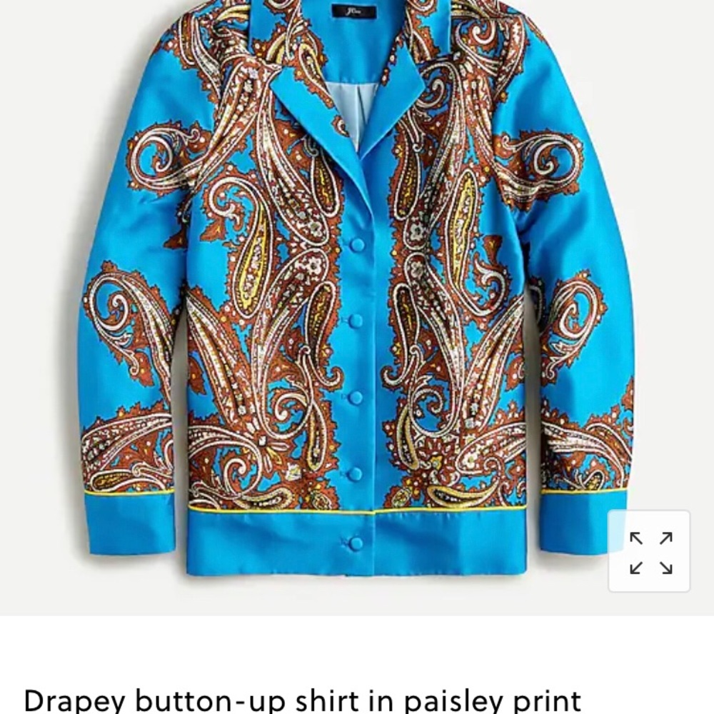J. Crew Drapey Button-Up Shirt in Paisley Print (Size Small) NWT